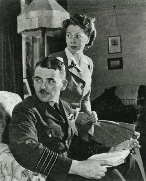 Framed Print : Frank Whittle and wife sitting at home Framed Print : Frank Whittle and wife sitting at home