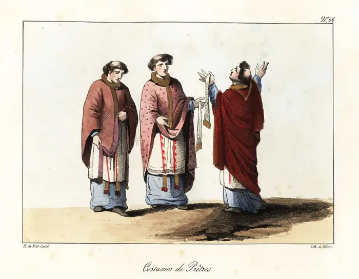 Framed Print : Frankish priests in chasuble and surplices, 9th century Framed Print : Frankish priests in chasuble and surplices, 9th century