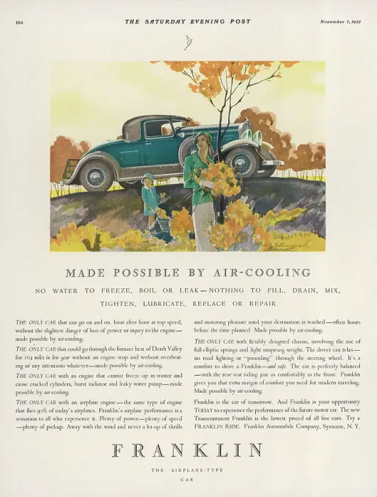 Framed Print : FRANKLIN CAR ADVERT Framed Print : FRANKLIN CAR ADVERT