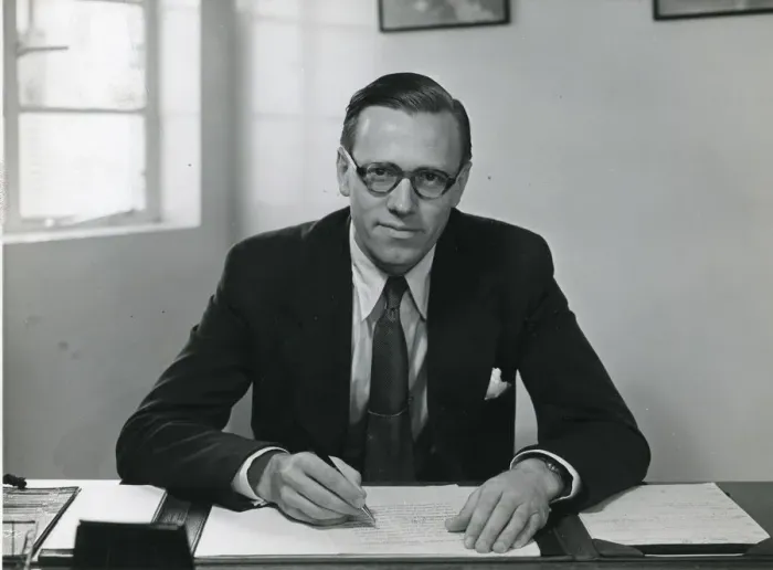 Framed Print : Frederick William Page in his office at English Electric Framed Print : Frederick William Page in his office at English Electric