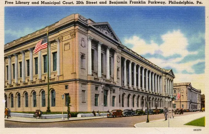 Framed Print : Free Library and Municipal Court, 20th Street, Philadelphia Framed Print : Free Library and Municipal Court, 20th Street, Philadelphia