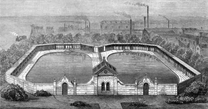 Framed Print : Free swimming baths for men and boys, Derby Framed Print : Free swimming baths for men and boys, Derby