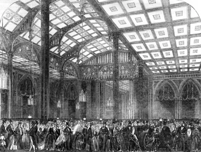 Framed Print : Free-trade bazaar in Covent Garden Theatre, 1845 Framed Print : Free-trade bazaar in Covent Garden Theatre, 1845
