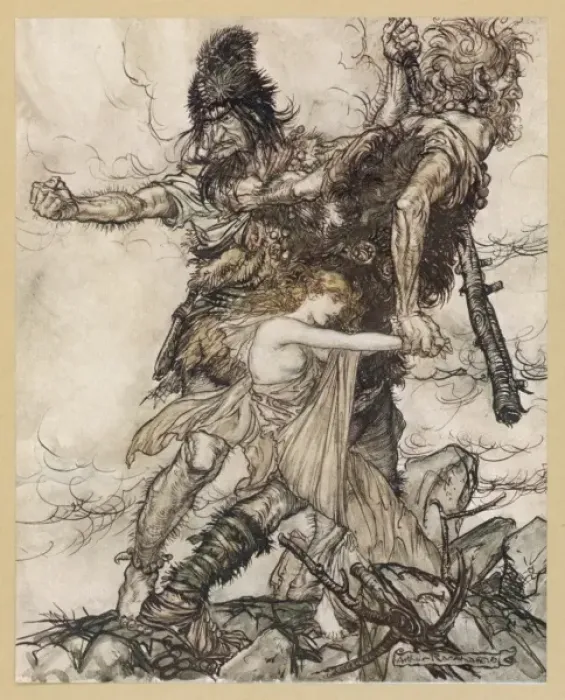 Framed Print : Freia Abducted by Giants Framed Print : Freia Abducted by Giants