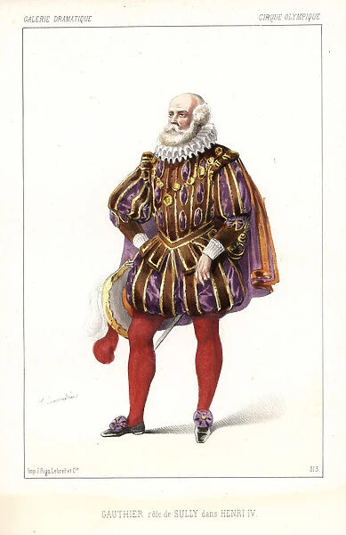 French actor Jean Gauthier as Sully in Henri IV, 1846