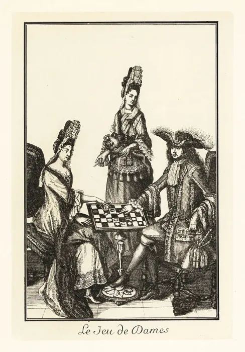 Framed Print : French aristocrats playing a game of draughts Framed Print : French aristocrats playing a game of draughts