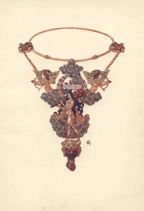 Framed Print : French art nouveau pendant and necklet by Eugene Grasset Framed Print : French art nouveau pendant and necklet by Eugene Grasset