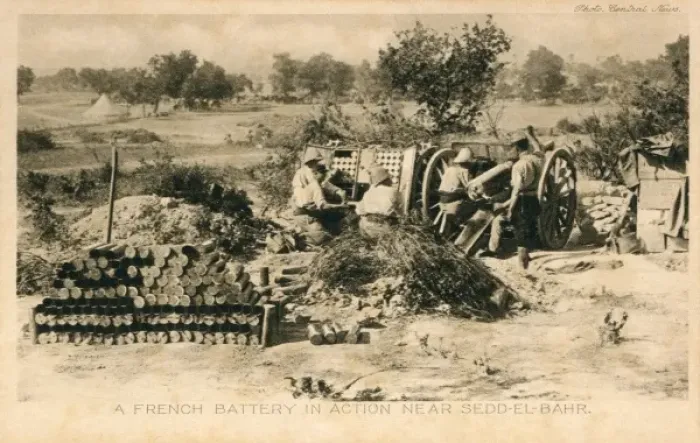 Framed Print : A French Battery in action near Sedd-el-Bahr Framed Print : A French Battery in action near Sedd-el-Bahr