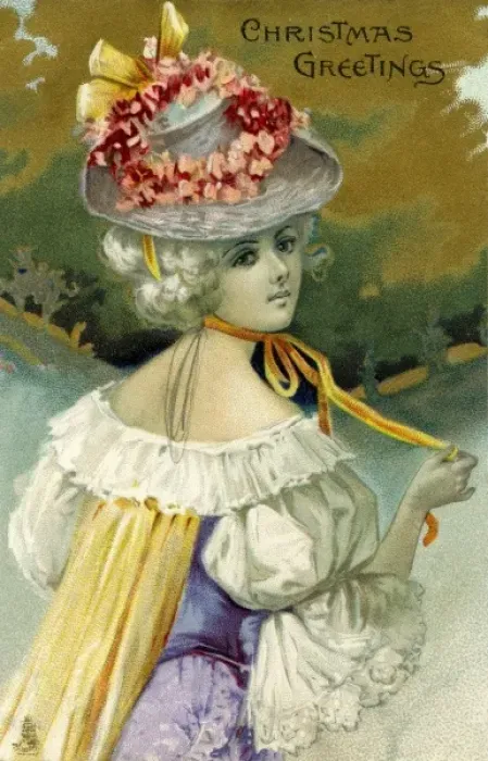 Framed Print : A French beauty in a Christmas setting Framed Print : A French beauty in a Christmas setting