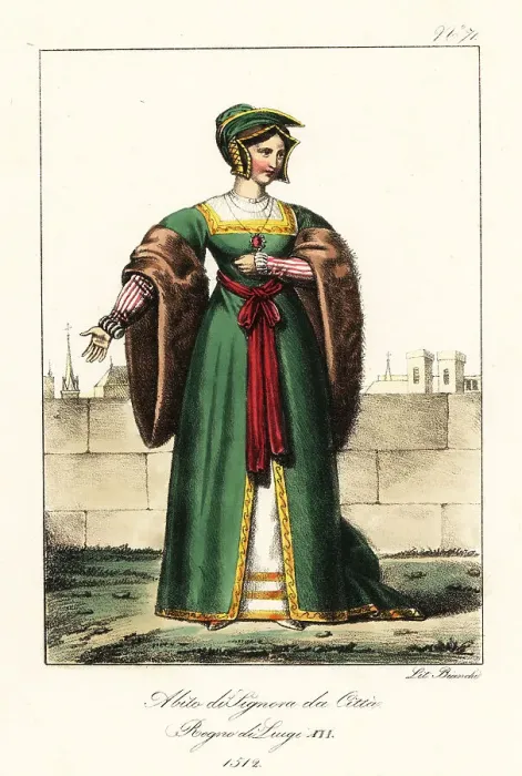 Framed Print : French bourgeois lady, reign of King Louis XII, 1512 Framed Print : French bourgeois lady, reign of King Louis XII, 1512