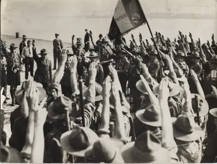 Framed Print : French boy scouts with flag Framed Print : French boy scouts with flag