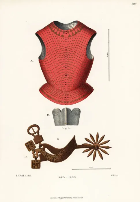 Framed Print : French breastplate armour and spur worn of the 15th century Framed Print : French breastplate armour and spur worn of the 15th century