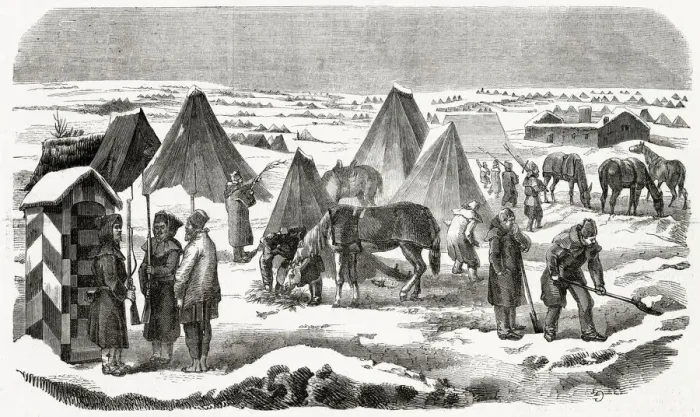 Framed Print : French camp in the snow. Date: winter 1854 - 1855 Framed Print : French camp in the snow. Date: winter 1854 - 1855