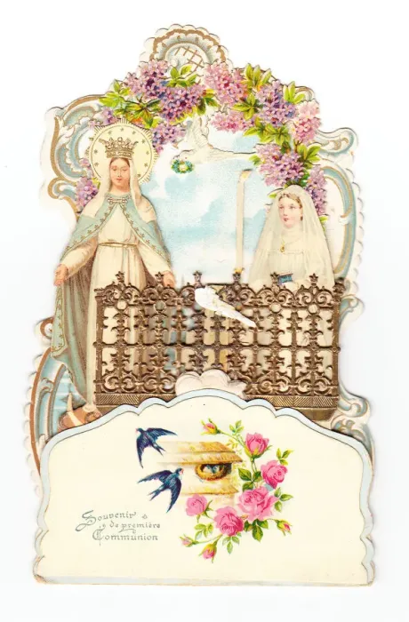 Framed Print : French card, souvenir of first communion Framed Print : French card, souvenir of first communion
