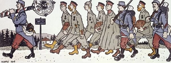 French cartoon, German prisoners, WW1