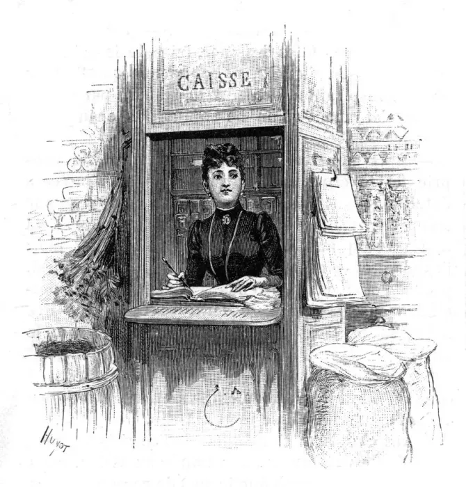 Framed Print : FRENCH CASHIER 1890
