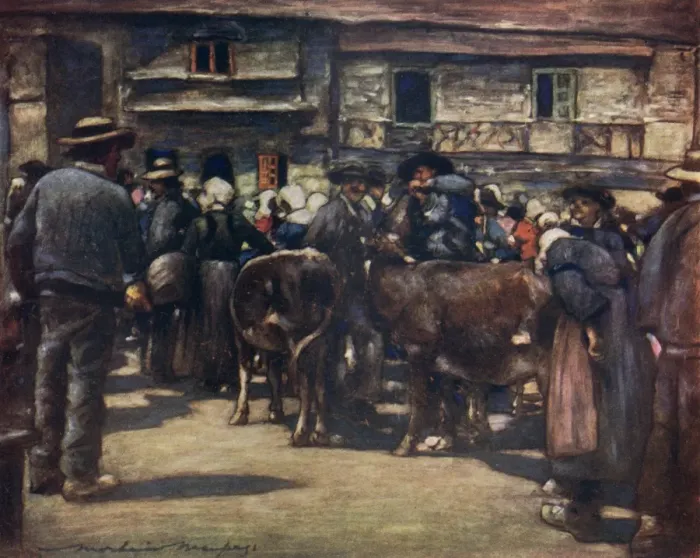 Framed Print : French Cattle Market 20C Framed Print : French Cattle Market 20C