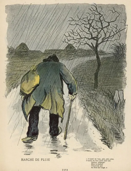 Framed Print : French Chemineau in Rain Framed Print : French Chemineau in Rain