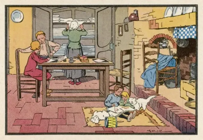 Framed Print : French Children Homework Framed Print : French Children Homework