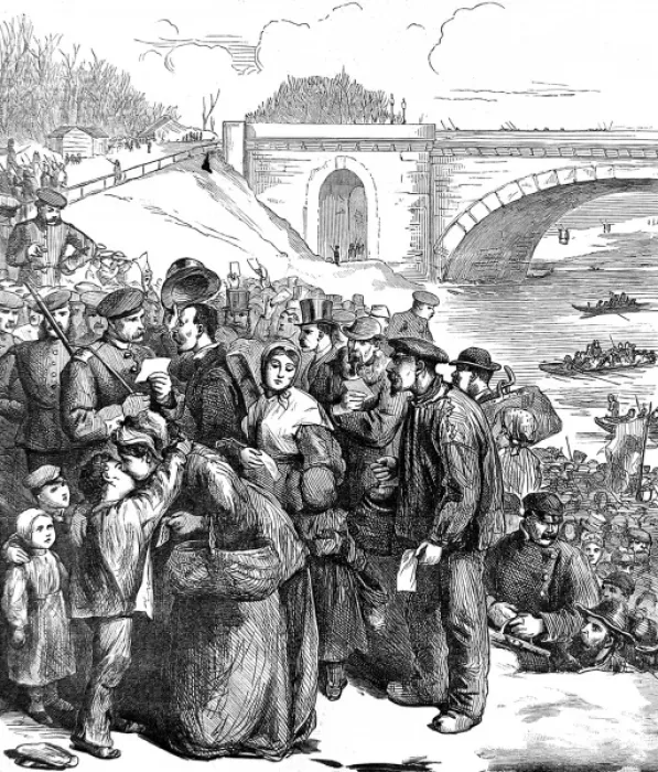 Framed Print : French Civilians going into the Prussian Lines for Bread; Fr Framed Print : French Civilians going into the Prussian Lines for Bread; Fr