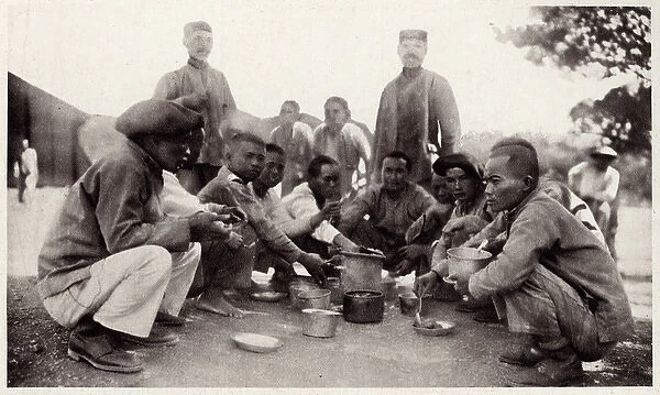French colonial soldiers preparing a meal 1916