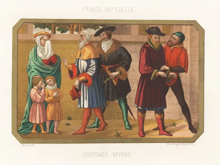 Framed Print : French costumes, 16th century Framed Print : French costumes, 16th century