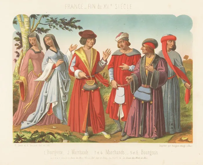 Framed Print : French costumes, end of the 15th century Framed Print : French costumes, end of the 15th century