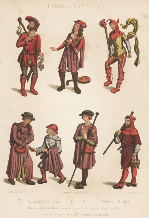 Framed Print : French costumes from La Danse Macabre, 15th century Framed Print : French costumes from La Danse Macabre, 15th century