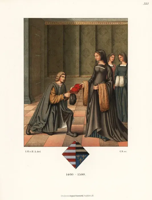 Framed Print : French costumes of the late 15th century Framed Print : French costumes of the late 15th century