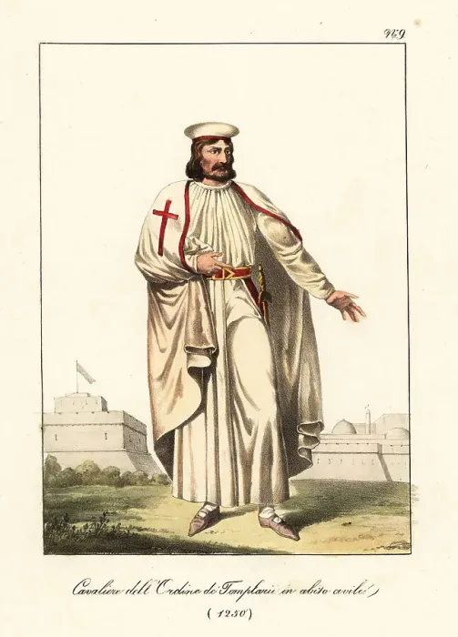 Framed Print : French crusader of the Knights Templar in civil costume, 1250 Framed Print : French crusader of the Knights Templar in civil costume, 1250
