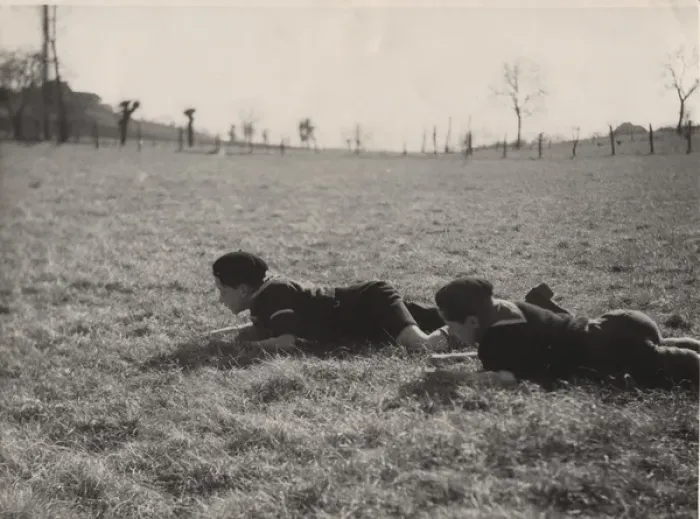 Framed Print : French cub scouts in a field Framed Print : French cub scouts in a field