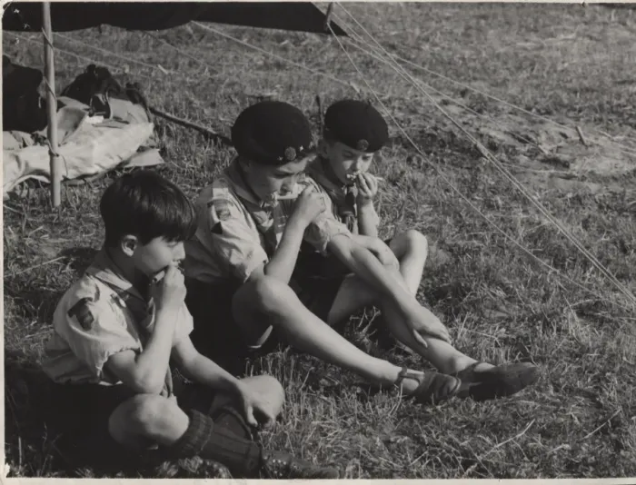 Framed Print : French cubs or scouts at camp Framed Print : French cubs or scouts at camp