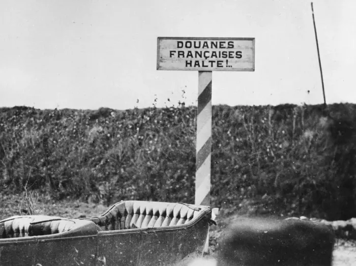 Framed Print : French customs sign, Western Front, WW1 Framed Print : French customs sign, Western Front, WW1