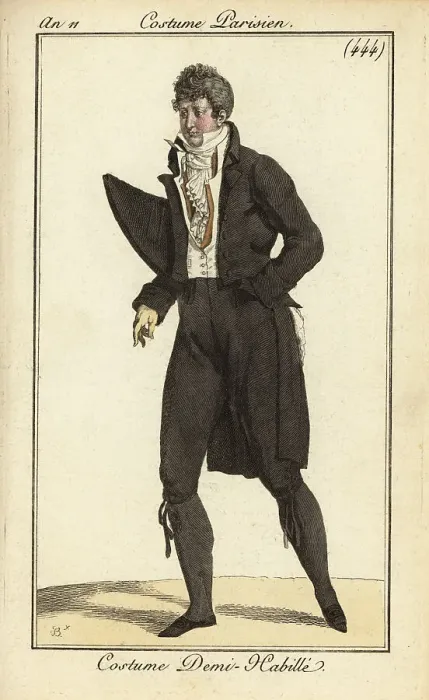 Framed Print : French dandy in black semi-formal costume, Paris, 1803 Framed Print : French dandy in black semi-formal costume, Paris, 1803