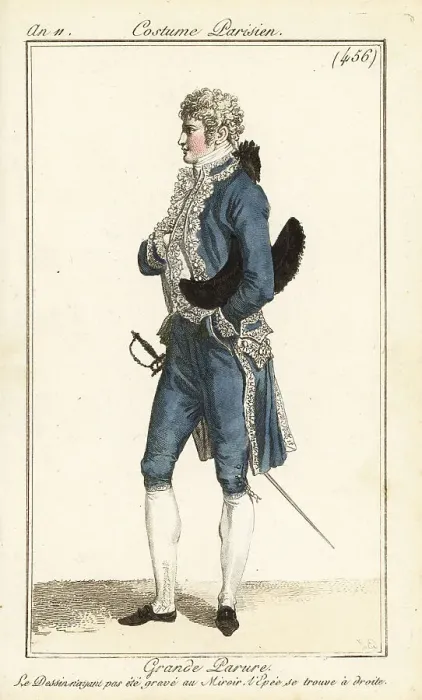 Framed Print : French dandy in formal court costume, Paris, 1803 Framed Print : French dandy in formal court costume, Paris, 1803