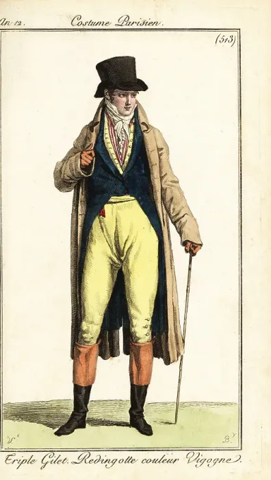 Framed Print : French dandy in triple waistcoats, Paris, 1804 Framed Print : French dandy in triple waistcoats, Paris, 1804