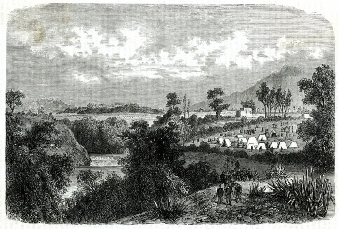 Framed Print : French encampment at Puebla Framed Print : French encampment at Puebla