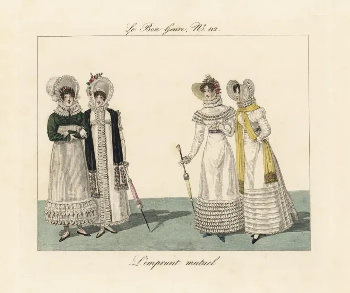 Framed Print : French and English women in similar fashions Framed Print : French and English women in similar fashions