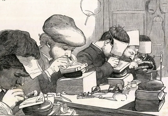 Framed Print : French engravers workshop Framed Print : French engravers workshop