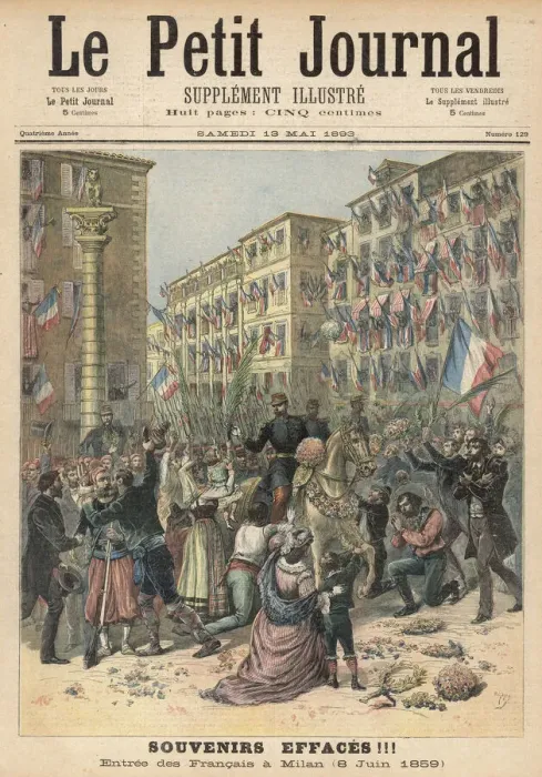 Framed Print : The French enter Milan and are given a warm reception. Date: 8 June 1859 Framed Print : The French enter Milan and are given a warm reception. Date: 8 June 1859