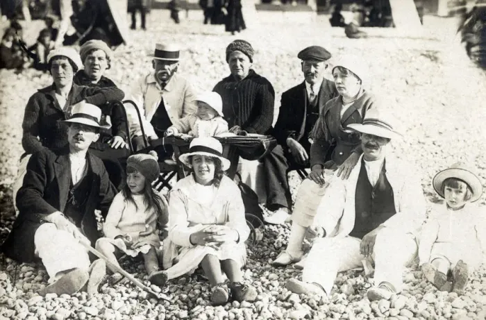 Framed Print : French Extended Family on the Beach - Le Treport, Normandy Framed Print : French Extended Family on the Beach - Le Treport, Normandy