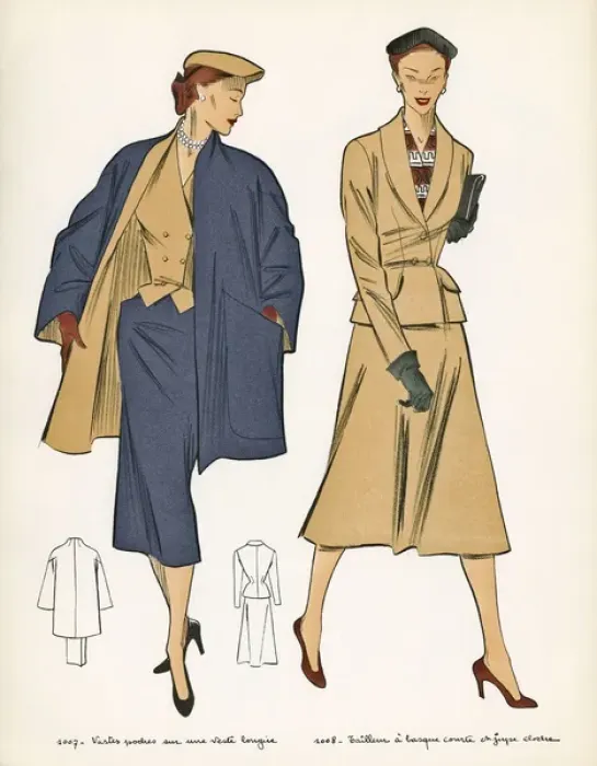 Framed Print : French Fashions - 1950s Framed Print : French Fashions - 1950s