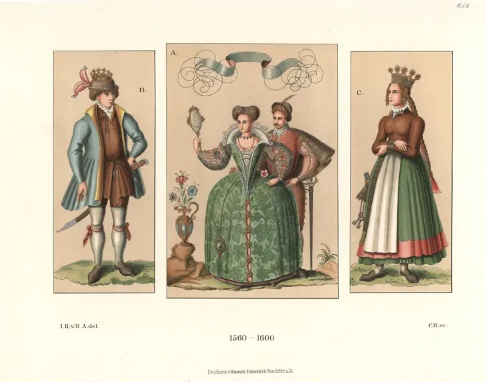 Framed Print : French fashions, and German bride and groom Framed Print : French fashions, and German bride and groom