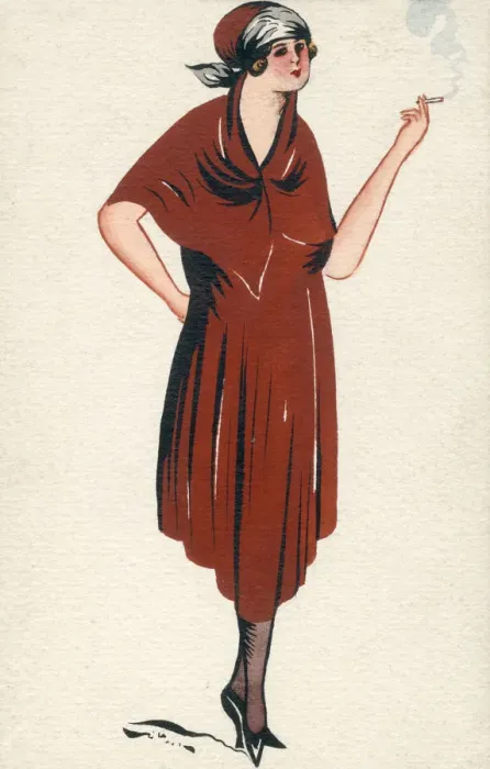 Framed Print : French Fashions - hand drawn / painted postcard Framed Print : French Fashions - hand drawn / painted postcard