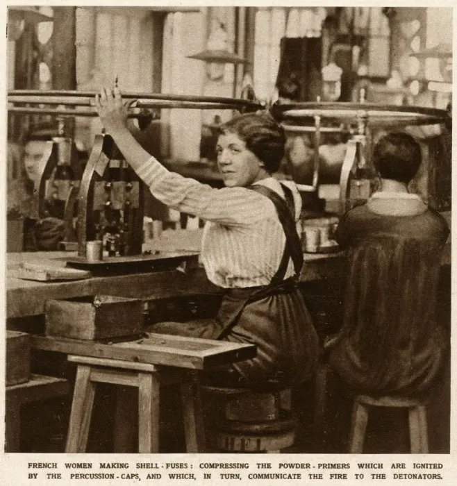 Framed Print : French female munitions worker making powder primers 1916 Framed Print : French female munitions worker making powder primers 1916