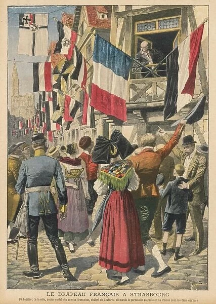 French Flag 1908. An old soldier in German- occupied Strasbourg is permitted