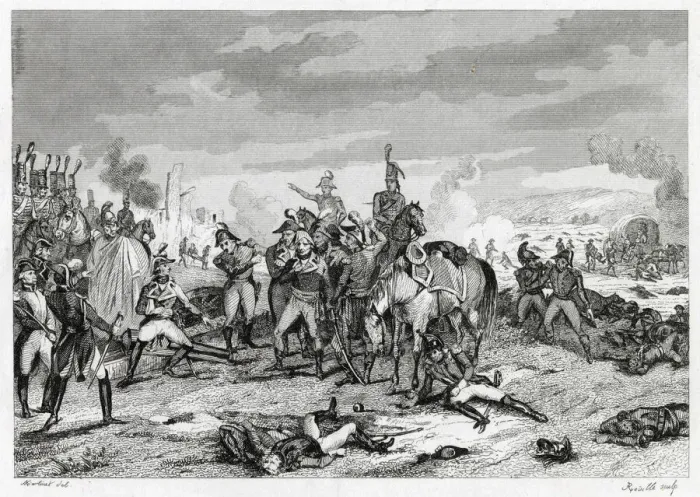 Framed Print : French forces are routed by Russian forces at Trebia Date: 1799 Framed Print : French forces are routed by Russian forces at Trebia Date: 1799