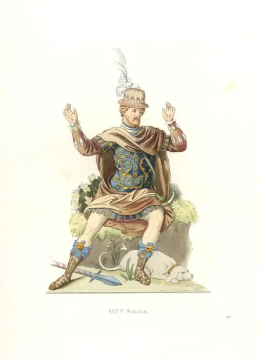 Framed Print : French gentleman in ancient costume, 17th century Framed Print : French gentleman in ancient costume, 17th century