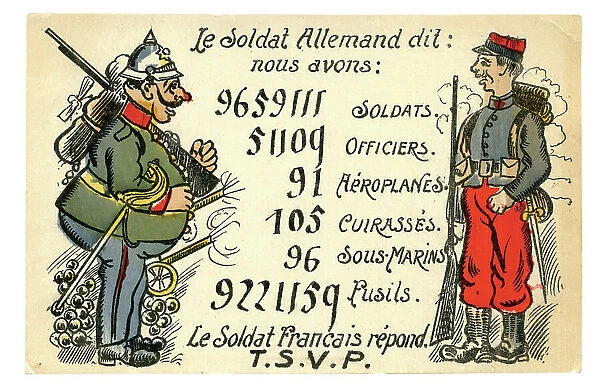French and German caricature soldiers face off