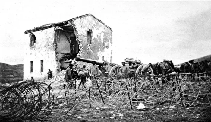 Framed Print : A French heavy-gun battery on the Macedonian border Framed Print : A French heavy-gun battery on the Macedonian border